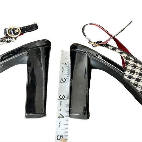 Liz & Co B&W Houndstooth with Ribbon Sling Back Heels Sz 7M - Picture 6 of 10
